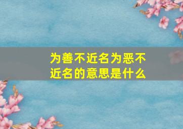 为善不近名为恶不近名的意思是什么