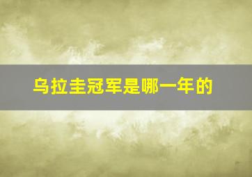 乌拉圭冠军是哪一年的