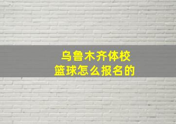 乌鲁木齐体校篮球怎么报名的