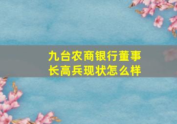 九台农商银行董事长高兵现状怎么样