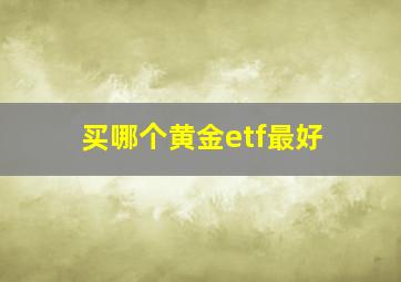 买哪个黄金etf最好