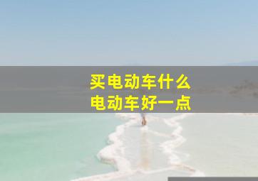 买电动车什么电动车好一点