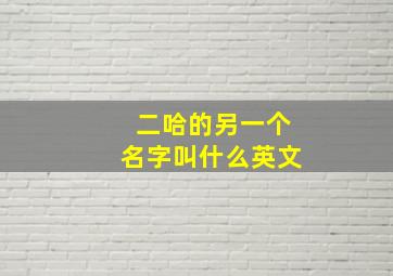 二哈的另一个名字叫什么英文