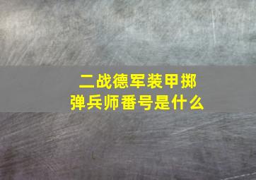 二战德军装甲掷弹兵师番号是什么