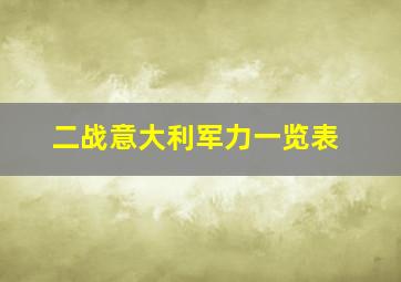 二战意大利军力一览表