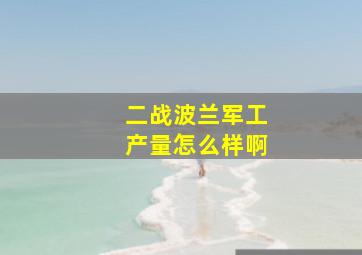 二战波兰军工产量怎么样啊