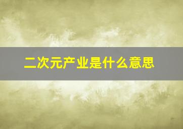 二次元产业是什么意思