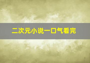 二次元小说一口气看完