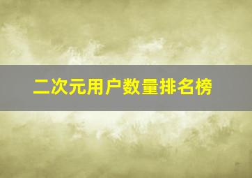 二次元用户数量排名榜