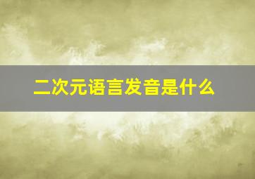 二次元语言发音是什么