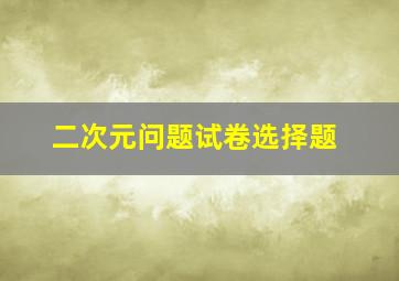 二次元问题试卷选择题