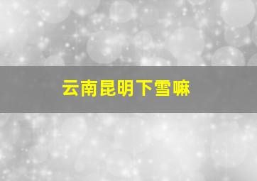 云南昆明下雪嘛