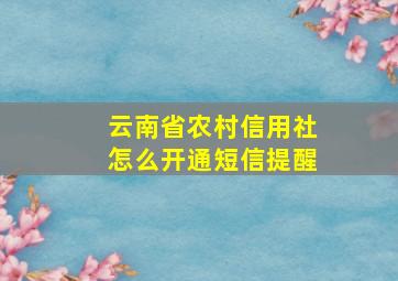 云南省农村信用社怎么开通短信提醒