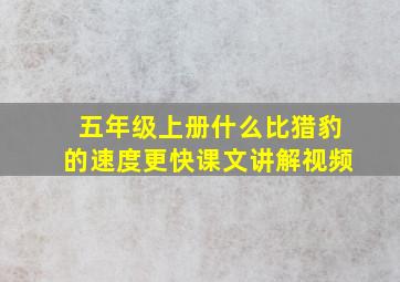 五年级上册什么比猎豹的速度更快课文讲解视频