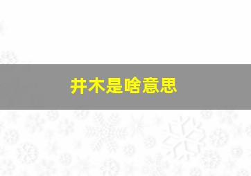 井木是啥意思