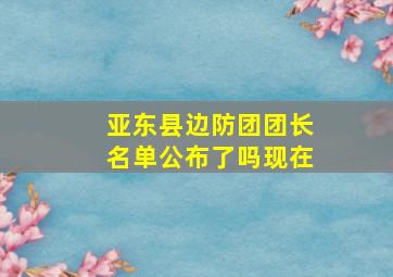 亚东县边防团团长名单公布了吗现在