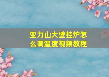 亚力山大壁挂炉怎么调温度视频教程