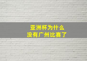 亚洲杯为什么没有广州比赛了