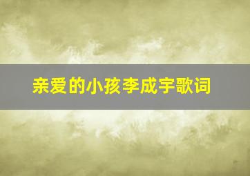 亲爱的小孩李成宇歌词