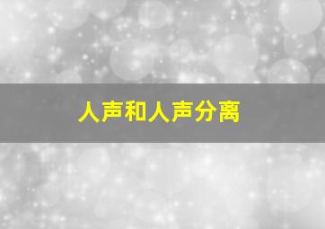 人声和人声分离