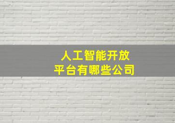 人工智能开放平台有哪些公司