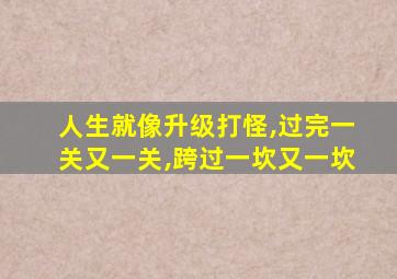 人生就像升级打怪,过完一关又一关,跨过一坎又一坎