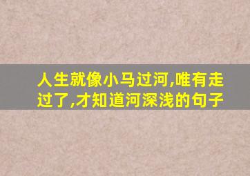 人生就像小马过河,唯有走过了,才知道河深浅的句子