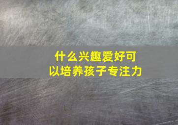 什么兴趣爱好可以培养孩子专注力