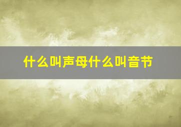 什么叫声母什么叫音节