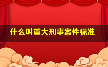 什么叫重大刑事案件标准