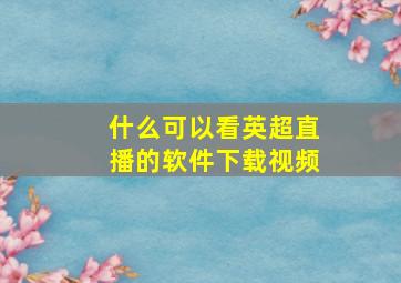 什么可以看英超直播的软件下载视频