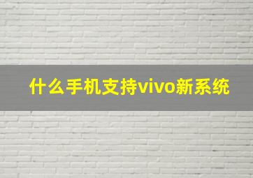 什么手机支持vivo新系统