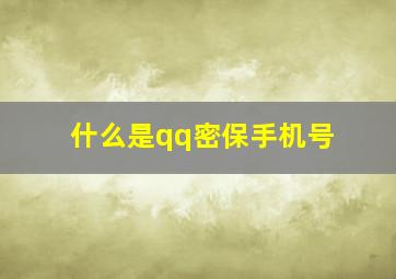 什么是qq密保手机号