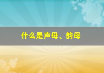 什么是声母、韵母