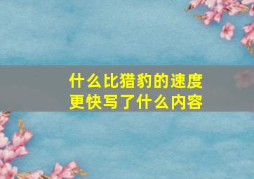 什么比猎豹的速度更快写了什么内容