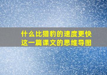 什么比猎豹的速度更快这一篇课文的思维导图