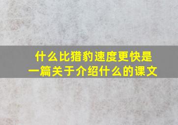 什么比猎豹速度更快是一篇关于介绍什么的课文