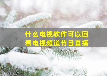 什么电视软件可以回看电视频道节目直播