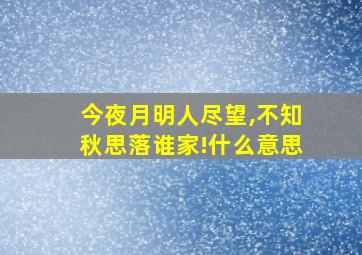 今夜月明人尽望,不知秋思落谁家!什么意思