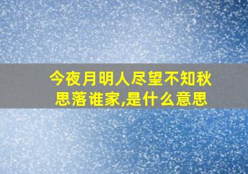 今夜月明人尽望不知秋思落谁家,是什么意思