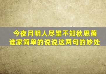 今夜月明人尽望不知秋思落谁家简单的说说这两句的妙处