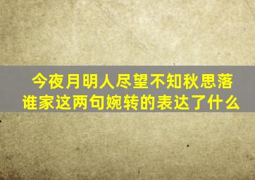 今夜月明人尽望不知秋思落谁家这两句婉转的表达了什么