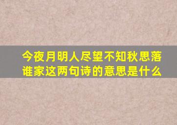 今夜月明人尽望不知秋思落谁家这两句诗的意思是什么