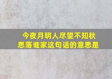 今夜月明人尽望不知秋思落谁家这句话的意思是