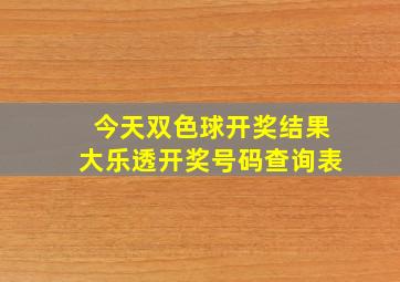 今天双色球开奖结果大乐透开奖号码查询表