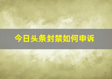 今日头条封禁如何申诉