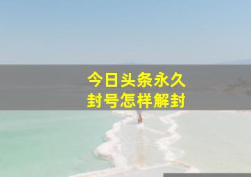 今日头条永久封号怎样解封