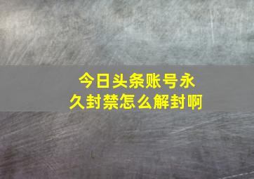 今日头条账号永久封禁怎么解封啊