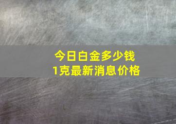 今日白金多少钱1克最新消息价格