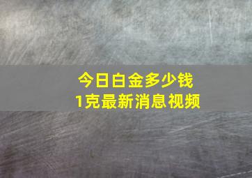 今日白金多少钱1克最新消息视频